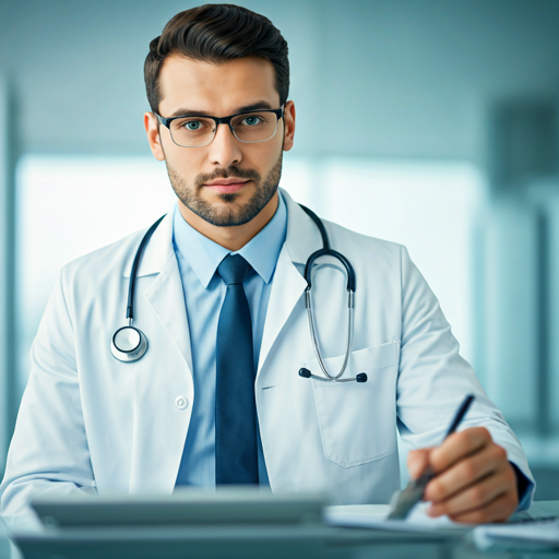 Professional doctor in a bright modern clinic